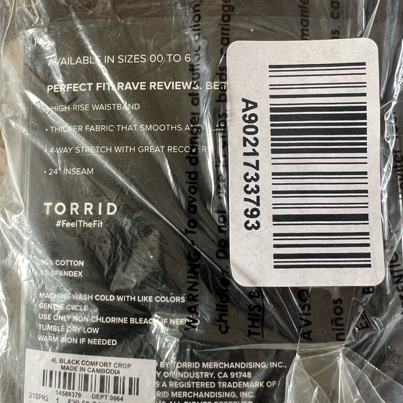 TORRID Womens Size 1 Black Comfort Waist Crop Premium Leggjngs - Picture 7 of 7
